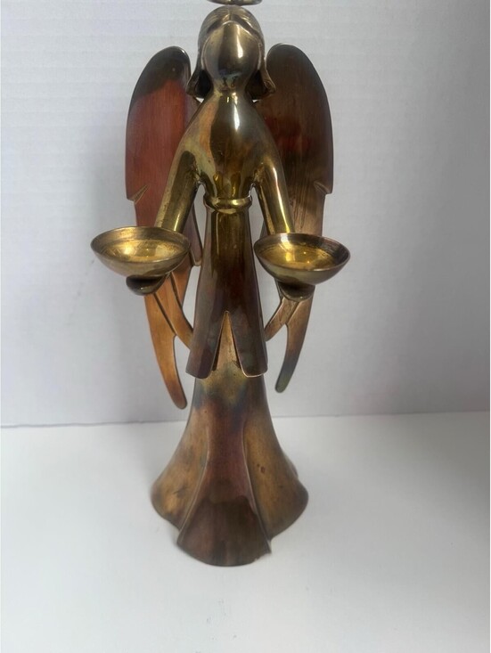 Other - Vintage Christmas 1970s Brass Angel Candle Holder — Extended Wings 12.5” Large